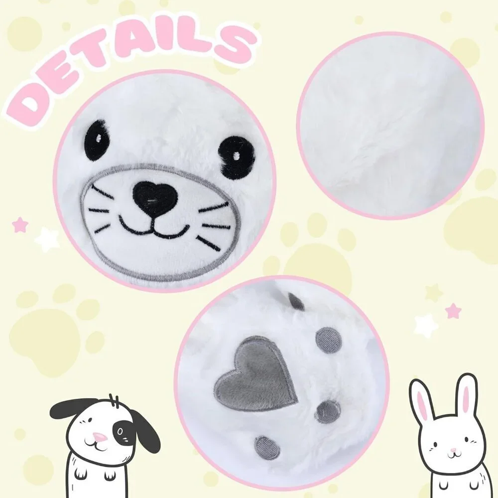 Kids Seal Animal Hat with Ears Moving Jumping Pop Up Beating Plush Holiday